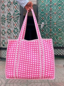 Bolso Tote Bohemio Acolchado de Lona de Algodón, Bolso de Hombro Hecho a Mano para Mujer, con Cierre, Ligero, Lavable, Tejido Resistente, Estilo Vintage - Product Image 6