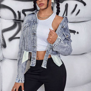 Chaqueta de Mezclilla Azul Sólido al por Mayor, Abrigo con Capucha para Mujer, Chaquetas Largas de Invierno para Mujer - Product Image 4