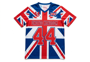 เสื้อบาสเก็ตบอลสหราชอาณาจักร คอวี แขนสั้น ผ้าตาข่ายโพลีเอสเตอร์พิมพ์ลายแบบซับลิเมชั่น สำหรับผู้ใหญ่ ใส่ได้ทุกเพศ ระบายอากาศได้ดี ใช้ได้ทุกฤดู - Product Image 3