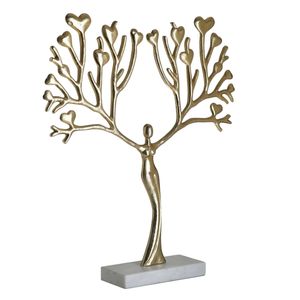 Nuevo Adorno Decorativo de Diseño Moderno con Forma de Doble Figura, Metal Plateado con Base de Madera, para Decoración de Escritorio - Product Image 4
