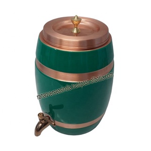 Dispensador de agua de cobre puro de lujo de alta calidad Tanque de agua de cobre Ayurveda para almacenamiento de agua al mejor precio del proveedor - Product Image 1