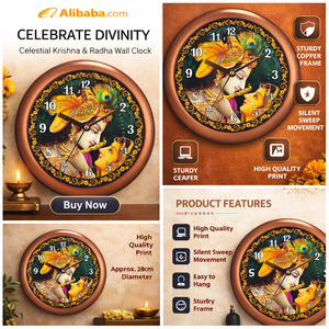 Reloj de Pared Moderno con Impresión Personalizada de Radha Krishna - Decoración Espiritual de Lujo para el Hogar, Regalo para el Día de la Madre y Navidad - Product Image 2