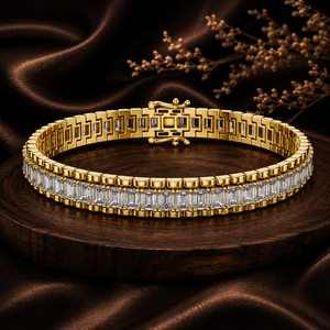 Lab Grown Diamond Jubilee Tennis Bracelet 12.00 CTW Emerald Cut DEF VVS VS 14K <b>Gold</b> Secure Box Clasp Lock Wholesale Fine Jewelry - Product Image 1