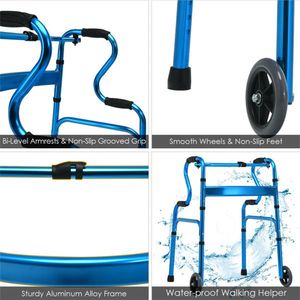 Blue Foldable Walking Aid Convenient <b>Walker</b> & <b>Rollator</b> - Product Image 6