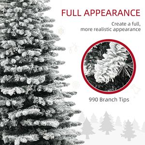 Albero di Natale Pre-Illuminato da 6,5 Piedi, Artificiale con Effetto Neve, 400 Luci LED e 990 Punte di Rami, Decorazioni Natalizie Verdi - Product Image 6
