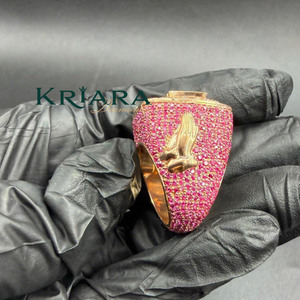 Anillo de cóctel de moissanita chapado en plata 925 para hombre con letras MSFA y engaste pavé, estilo hip-hop - Product Image 4