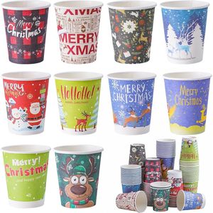 120 Bicchieri di Carta Usa e Getta con Design Natalizio da 9oz per Caffè, Tè, Cioccolata Calda, Kit per Feste e Festività - Product Image 1