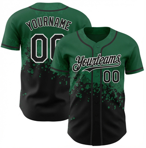 Custom Embroidered Baseball Jersey Men's Black White Splatter Print Moisture Wicking Short Sleeve Relaxed Fit Adult Spring Front - Product Image 3
