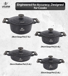 Ensemble de casseroles en granit titane de luxe antiadhésif avec poignées en bakélite résistantes à la chaleur, couvercle en métal économe en énergie, base compatible induction - Product Image 2