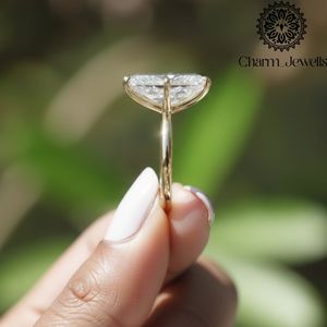 Bague de fiançailles Charm Jewells en moissanite taille coussin, certifiée IGI, 3 grammes, en argent plaqué or rose, sertie à griffes, pour femme - Product Image 5