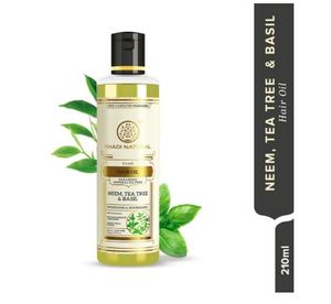 Aceite capilar herbal Khadi Natural Neem, Árbol del Té y Albahaca, sin parabenos ni aceites minerales. Fórmula capilar única no grasosa que estimula el crecimiento del cabello. - Product Image 3