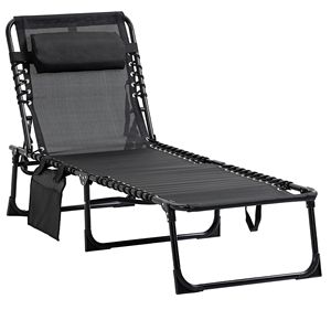 Silla Reclinable Portátil con Respaldo Ajustable y Almohada Extraíble, Cama Plegable para Acampar y Tomar el Sol - Product Image 1