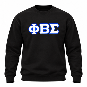 Phi Beta Sigma Black Crew Neck <b>Sweatshirt</b> for <b>Men</b> Custom Blue <b>White</b> Greek Letter Logo Long Sleeve Pullover Casual Fleece - Product Image 3