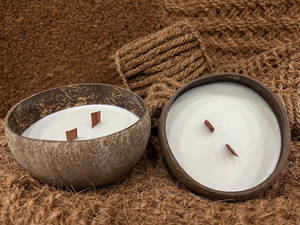 Bougie parfumée Citronnelle 300 gam Bougie en coquille de noix de coco naturelle Huiles essentielles Bougie de soja de haute qualité - Product Image 2