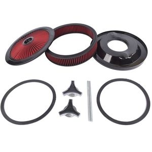 Kit Filtro Aria in Alluminio Rosso 14'' X 3'' con Bordo Nero Incassato e Collo da 5 1/8'' per Carburatore Chevrolet, Compatibile con Filtri Aria OEM - Product Image 5