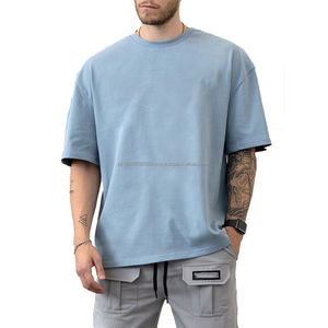 Camiseta Holgada de Estilo Baggy con Hombros Caídos, Algodón, Moda Urbana, Venta al por Mayor, Camisetas Holgadas de Gran Tamaño para Hombre, Estilo Desteñido por el Sol - Product Image 2