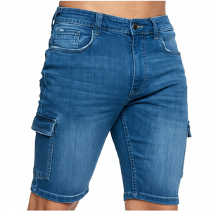 กางเกงยีนส์ขาสั้นผู้ชายทรงโอเวอร์ไซส์ปักลายขาดๆ สไตล์สตรีทแวร์ ปี 2026 ขายส่งแบบกำหนดเองได้ - Product Image 4