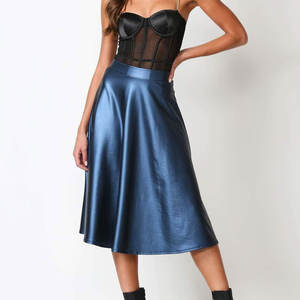 Jupes de mode pour femmes en similicuir bleu extensible de qualité supérieure 2026 – Vente en gros OEM ODM - Product Image 2