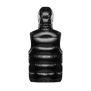 OEM Customized <b>Men</b> Black Puffer <b>Jacket</b> Casual Winter Warm <b>Lightweight</b> Polyester Oversized Zipper Closure Solid Color Regular Fit - Product Image 3