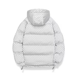Blouson matelassé slim à capuche pour homme, coupe-vent, décontracté, hiver, rembourrage épais en polyester, fermeture éclair, bordure en fourrure, logo frontal - Product Image 2