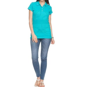 Women's Turquoise for <b>Shirt</b> Short Sleeve Solid Color Breathable Knitted 100% Cotton Casual Front Logo Digital Printing High - Product Image 5