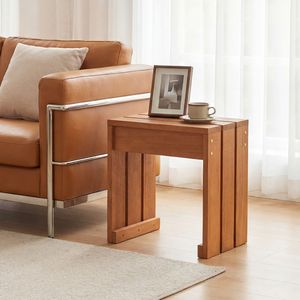 Panca da Giardino Singola Senza Schienale con Telaio in Legno Massello per Uso Esterno 1 Pezzo Arredo da Esterno - Product Image 4