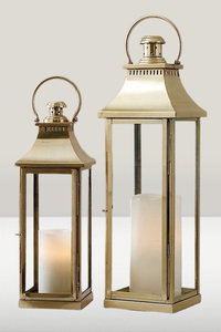 Vente en gros de lanternes à bougies écologiques portables en métal et en verre avec finition dorée, lanternes à bougies pour l'extérieur et la maison, fabriquées à la main - Product Image 2