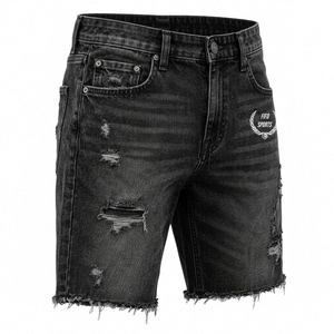 Shorts en jean décontractés pour hommes, conçus avec des matériaux durables et une coupe confortable, dotés de coutures soignées et de détails pratiques - Product Image 6