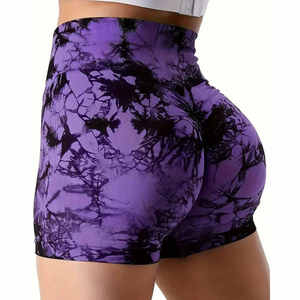 <b>Tie</b> Dye Seamless Fitness Apparel Women Yoga Shorts High Waist Yoga Leggings Sport Yoga Shorts For Women - Product Image 4