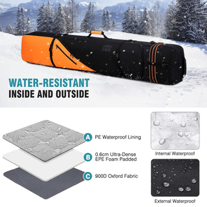 Custom Travel Rolling Double <b>Ski</b> & Snowboard Bag with Wheels Padded Waterproof Polyester Professional Men's Outdoor Use - Product Image 6