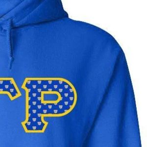 Sweat-shirt à capuche en molleton pour femme, bleu royal, brodé, avec motif étoile dorée et design lettre grecque Epsilon Pi - Product Image 6