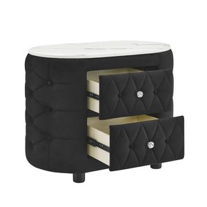 Set Camera da Letto 3 Pezzi King Size con Testiera Imbottita in Velluto Nero, Trapuntatura Profonda e Sollevatore TV - Product Image 6