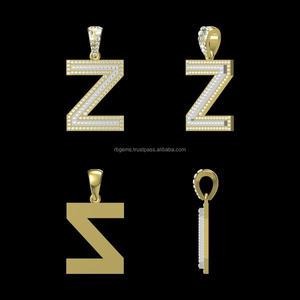 Vente en gros Pass Diamond Tester Moissanite A-Z Initial Pendentif 925 Sterling Silver Iced Out Bijoux Hip Hop Lettre Pendentif pour Hommes - Product Image 2