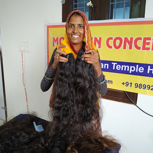 ผมต่อแบบอินเดียแท้ติดหนังกำพร้าสีดำเป็นลอนธรรมชาติ - Product Image 6