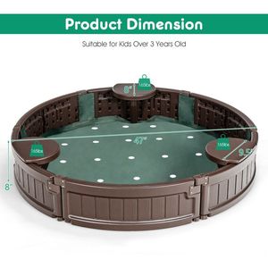 Equipo de Juego para Exteriores, Caja de Arena con Cubierta Resistente y Asiento Esquinero Integrado - Product Image 5