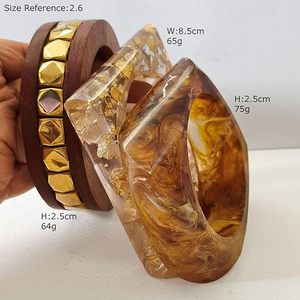 Fuschianet Accessories Women's Wooden Resin Embellishments Curved Square Resin Brown Unequal Square Resin Square Party - Product Image 1