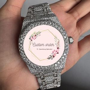 Montre pour homme de luxe entièrement sertie de diamants en moissanite, boîtier rond de 41 mm, montre mécanique automatique, passe le testeur de diamants - Product Image 1