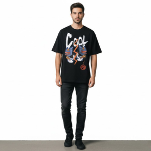 เสื้อยืดโอเวอร์ไซส์แขนสั้นผ้าฝ้าย 100% หนานุ่ม สไตล์วินเทจ ล้างสีดำแบบแอซิดวอช พิมพ์ลายกราฟิกด้วยเทคนิคซับลิเมชั่น สำหรับผู้ชาย - Product Image 6