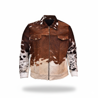 Veste en cuir de cow-boy avec franges pour homme, en cuir de vache véritable, poches avant, fermeture éclair authentique, matelassage intérieur