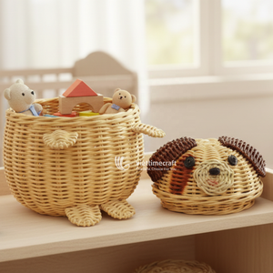 Panier tressé en forme d'animal mignon, bac de rangement en fibres végétales, organisateur de jouets pour chambre d'enfant, chambre à coucher, décoration intérieure - Product Image 5