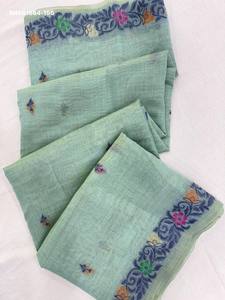 Sari en coton Muga de qualité supérieure, doux, avec bordure tissée à motifs dispersés, et pallu Jamdani tissé en Resham – Mode féminine - Product Image 6