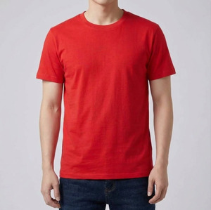Camiseta Roja Lisa 100% Algodón, Cuello Redondo, Premium, Gruesa, con Impresión de Logotipo Personalizado, para Hombre, Manga Corta, Básica - Product Image 3