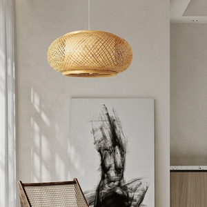 Lámpara colgante ecológica con pantalla de bambú hecha a mano para decoración rústica moderna del Hogar disponible en varios tamaños - Product Image 6