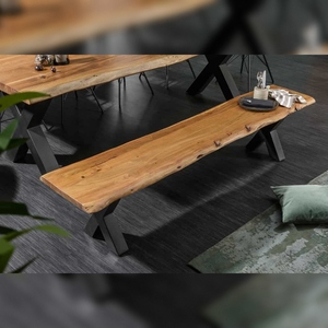 Vandana International 1713V Urban Nature Tree Trunk <b>Bench</b> Outdoor Solid Acacia <b>Wood</b> 200cm Thick 3.5cm Durable Water Resistant - Product Image 1