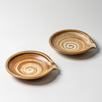 Assiettes à dîner en porcelaine vintage Wabi-sabi, vaisselle réactive à la cannelle, assiettes de restaurant, céramique, passe au lave-vaisselle