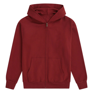 Fashionable Zipper <b>Hoodies</b> for Men's <b>Red</b> Color Heavyweight Full Sleeve Breathable Oversized Vintage Washed Digital Printing - Product Image 1