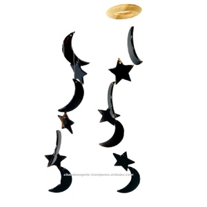 Campanas de viento de ágata negra natural de alta calidad con diseño de media luna y estrella coloridos, talladas con técnica de Feng Shui, proveedor de decoración para el hogar. - Product Image 2