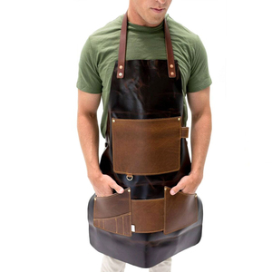 Tablier en cuir de haute qualité, vente en gros, tabliers de barbier pour hommes et femmes, tablier de coiffeur avec plusieurs poches en cuir - Product Image 4