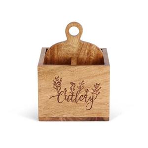 Organisateur de Couverts Artisanal Rustique en Bois de Mangue et d'Acacia, Écologique, Durable et Léger, Repose-Cuillères et Pinces à Casseroles Artisanales Indiennes - Product Image 1