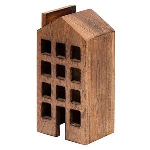 Best Selling Vintage Hut Shaped With Chimney Design Wooden Lantern Wooden Shine House Candle Holder Table <b>top</b> Living Room Decor - Product Image 4